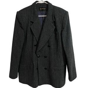 Vintage Giorgio Santangelo Wool Herringbone Blazer Womens 16 Power Suit